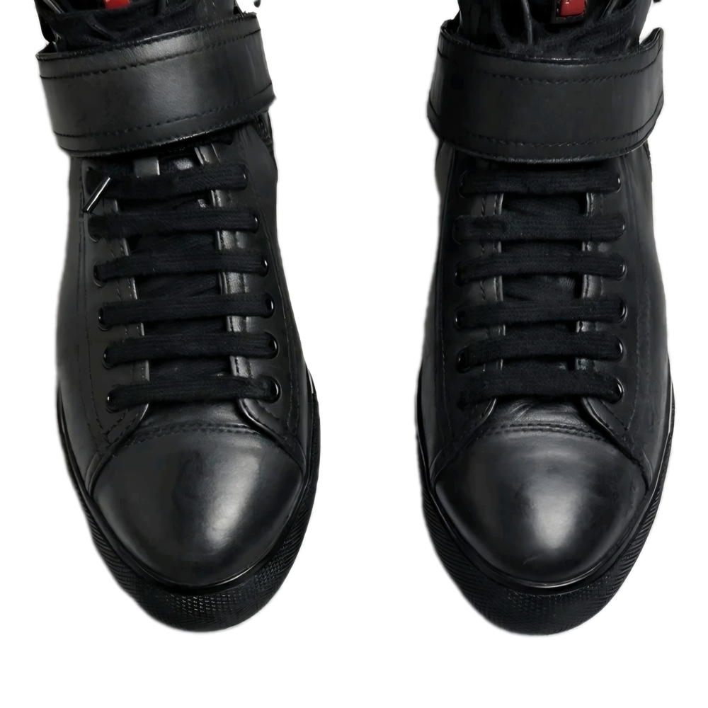 Prada Miu Miu 00s Womens Leather Y2K HiTop Boot Sneakers EU 39.5 US Sz 8.5 (EUC) - Picture 3 of 12